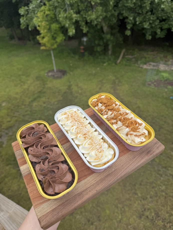 Warm kitchen light over baked goods